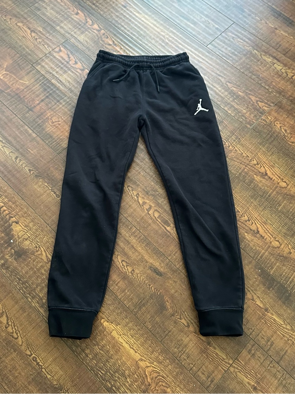 Jordan Black Fleece Joggers with White Jumpman